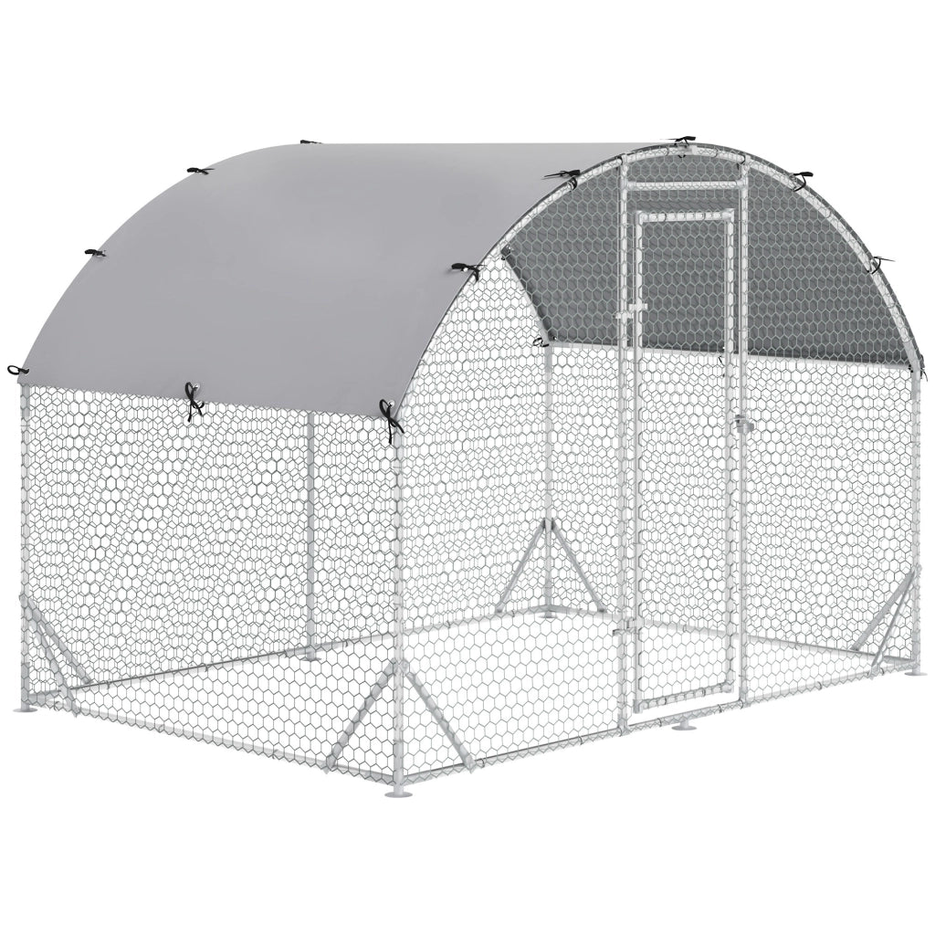 Recinto per Galline in Metallo Galvanizzato ¨C Zephmum ¨C Argento 280x190x197 cm