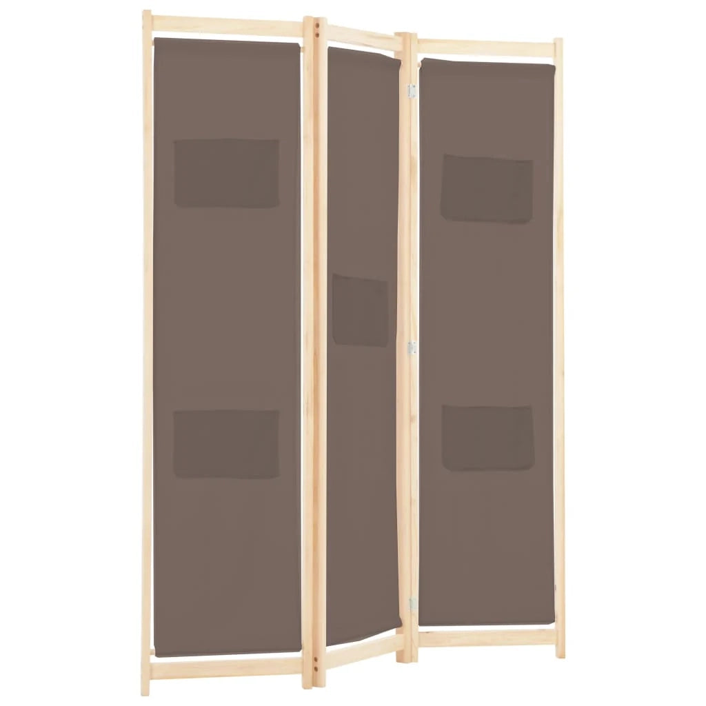 Paravento divisorio divisorio mobile decorativo 3 pannelli marrone 120x4 cm tessuto 0802087