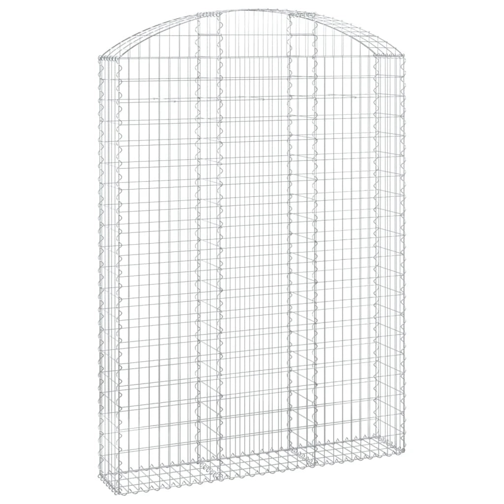 Gabbione cesto gabbia recinzione muro di contenimento ad arco 150 x 30 x 200/220 cm ferro zincato Argento 02_0039975