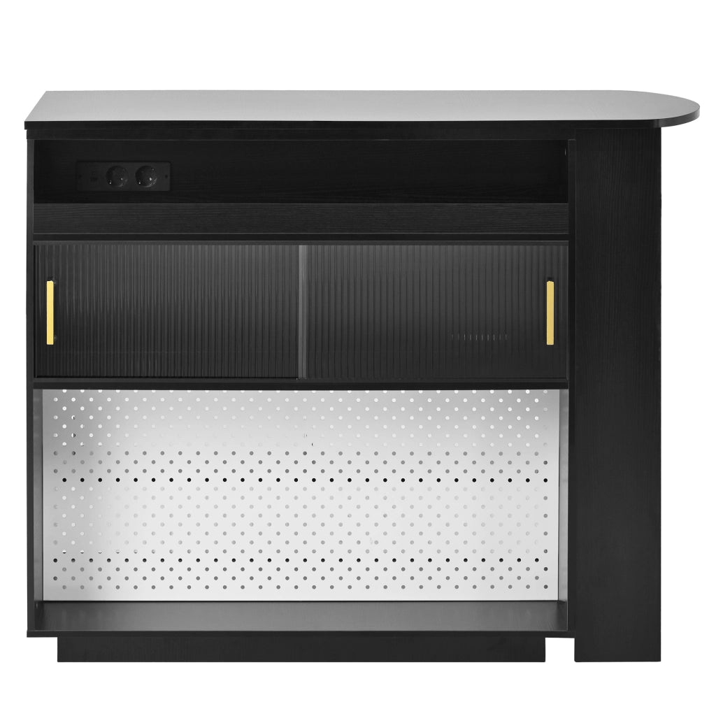 Tavolo Bar Allungabile con Sideboard ¨C MINIMAL ¨C Nero, LED, Rotante 360¡ã