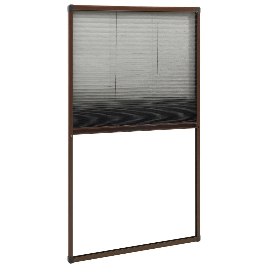 Zanzariera Plissettata Finestre in Alluminio Marrone 80x160 cm 148658