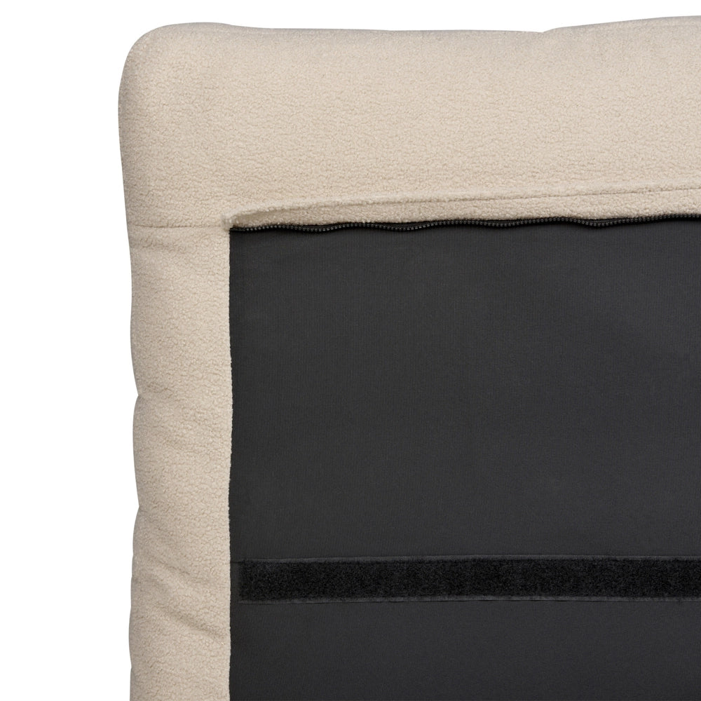 Letto imbottito moderno in bouclè beige 140 x 200 cm con rete a doghe