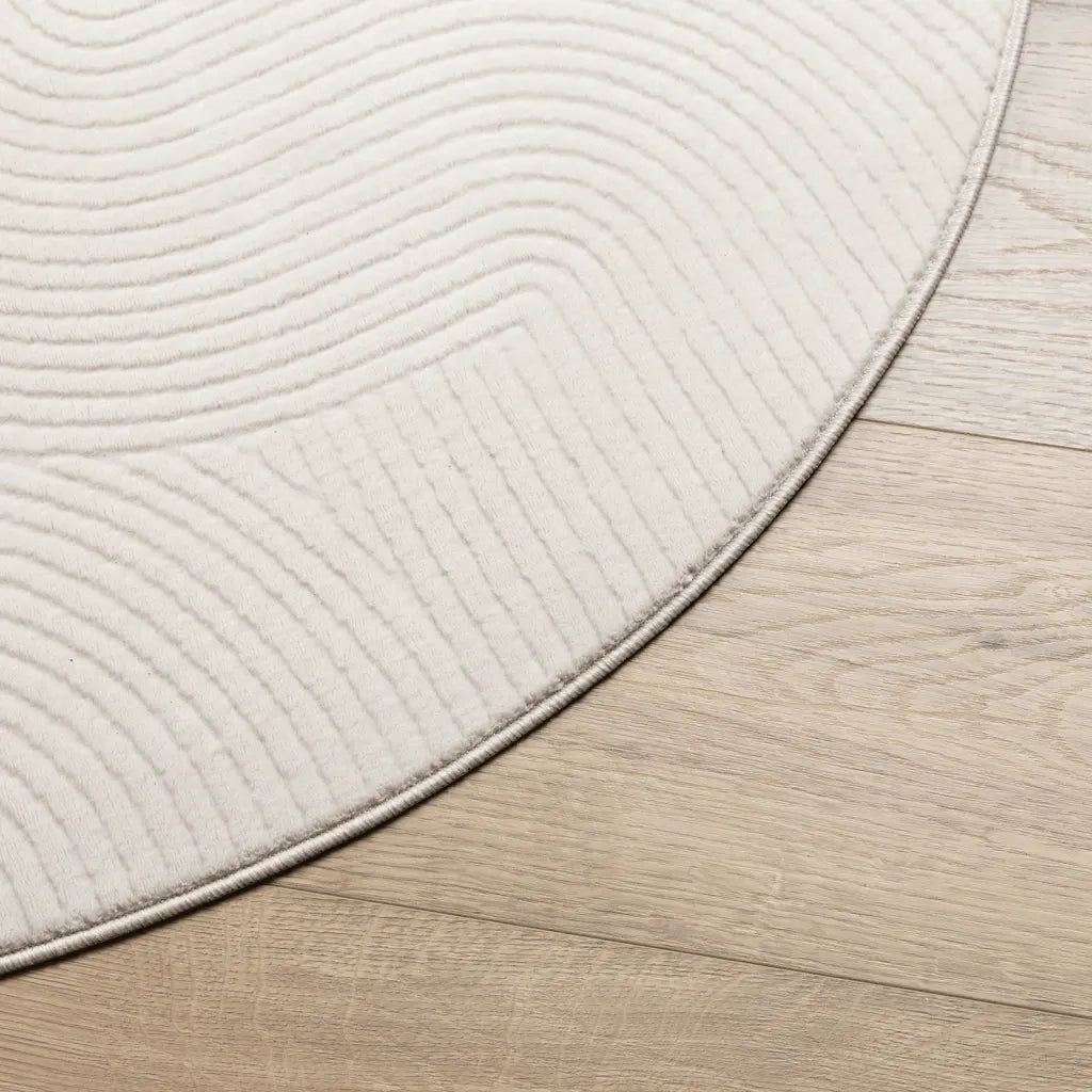 Tappeto IZA a Pelo Corto con Aspetto Scandinavo Crema Ø 200 cm 375449