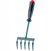 KADAX Piccolo rastrello in metallo per foglie, erba e giardino, 25 cm, 5 denti, manico