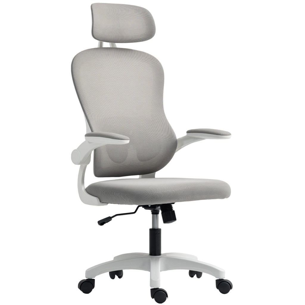 Sedia da ufficio ergonomica ¨C Zephmum ¨C Grigia, rete a doghe, 64x62x115 cm