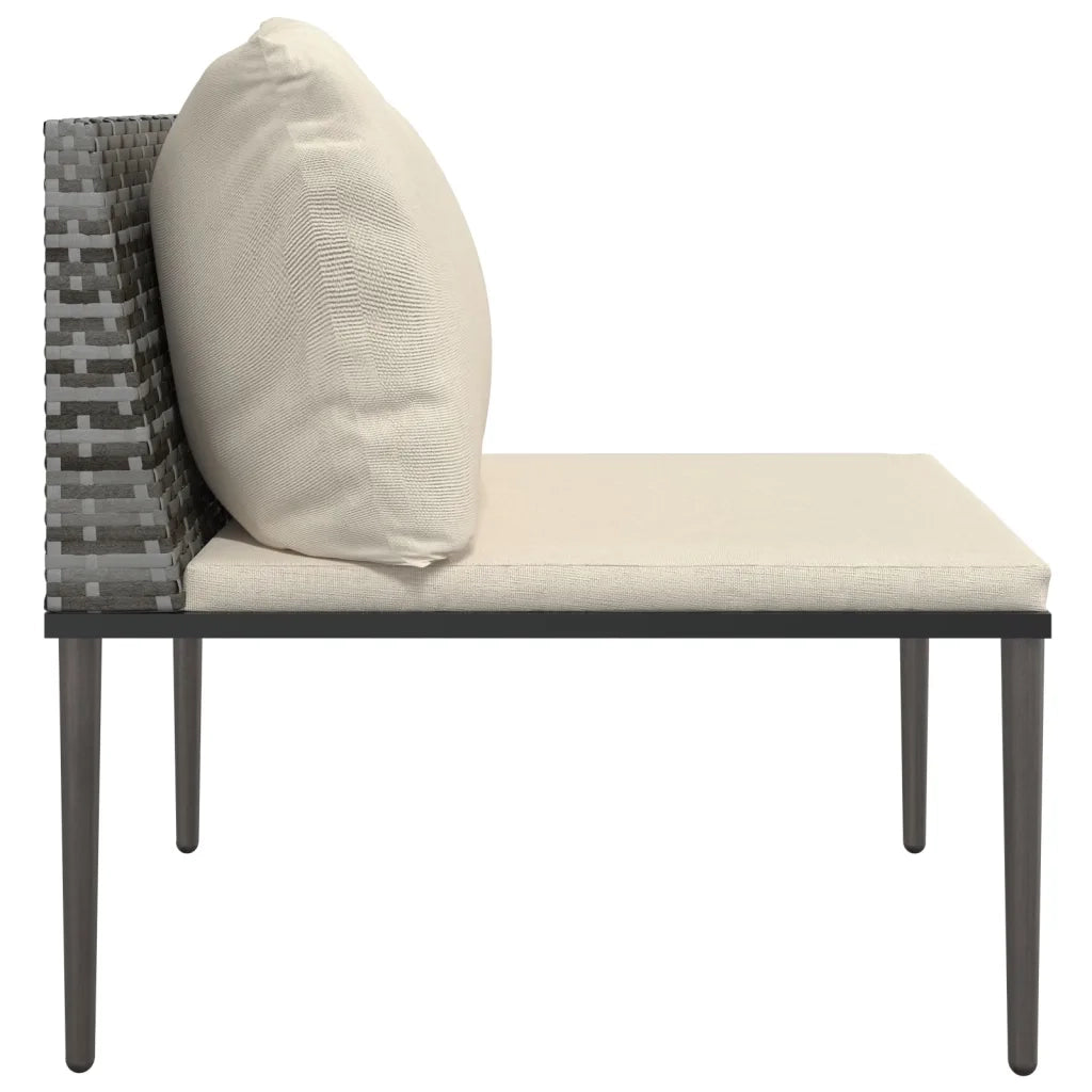 Divano Centrale da Giardino con Cuscini in Polyrattan Grigio 364124
