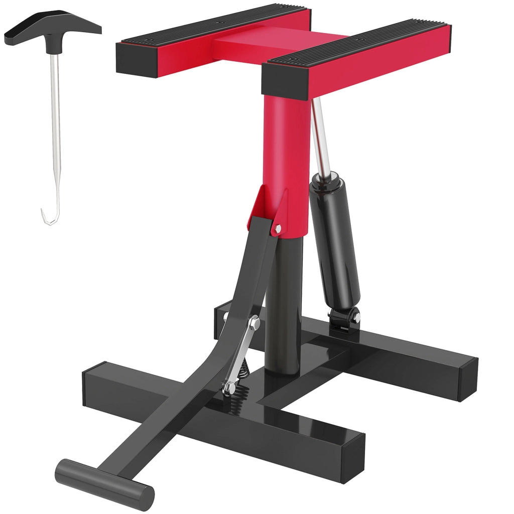 Cavalletto Alzamoto in Acciaio Capacit¨¤ 150kg, Altezza Regolabile e Piano Antiscivolo, Rosso