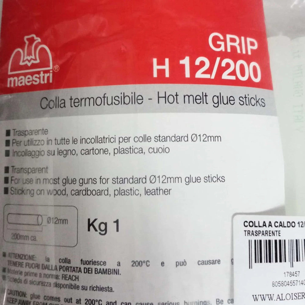 Colla a stick adesivo universale termofusibile da 12 x 200mm trasparente blister da 1kg per pistola a caldo