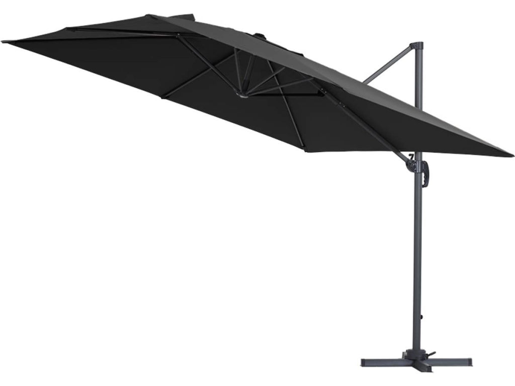 Parasole decentrato da giardino Alu "Sun 3" - Quadrato - 3 x 3 m - Nero + fodera di copertura protettiva