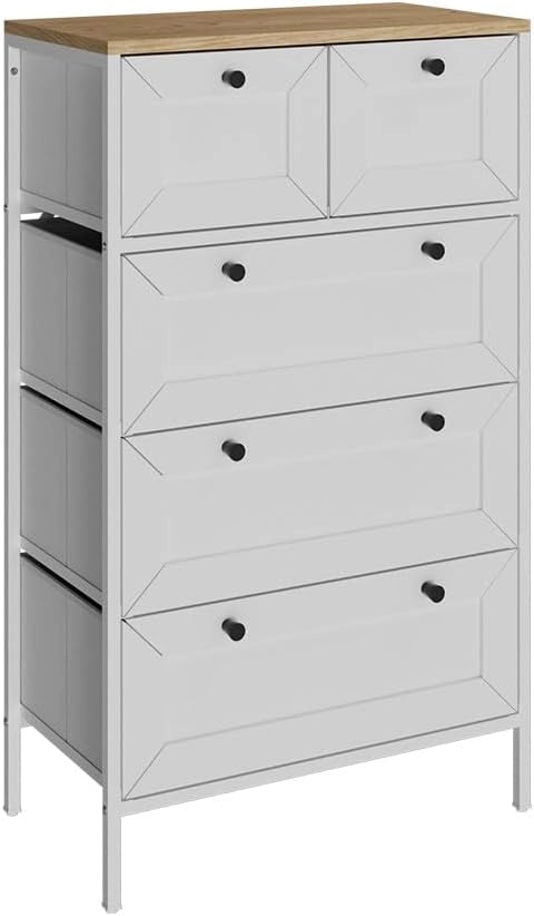 Cassettiera Belaro, Nero, 56 x 95 cm con 5 cassetti, adatto per riporre abbigliamento e accessori
