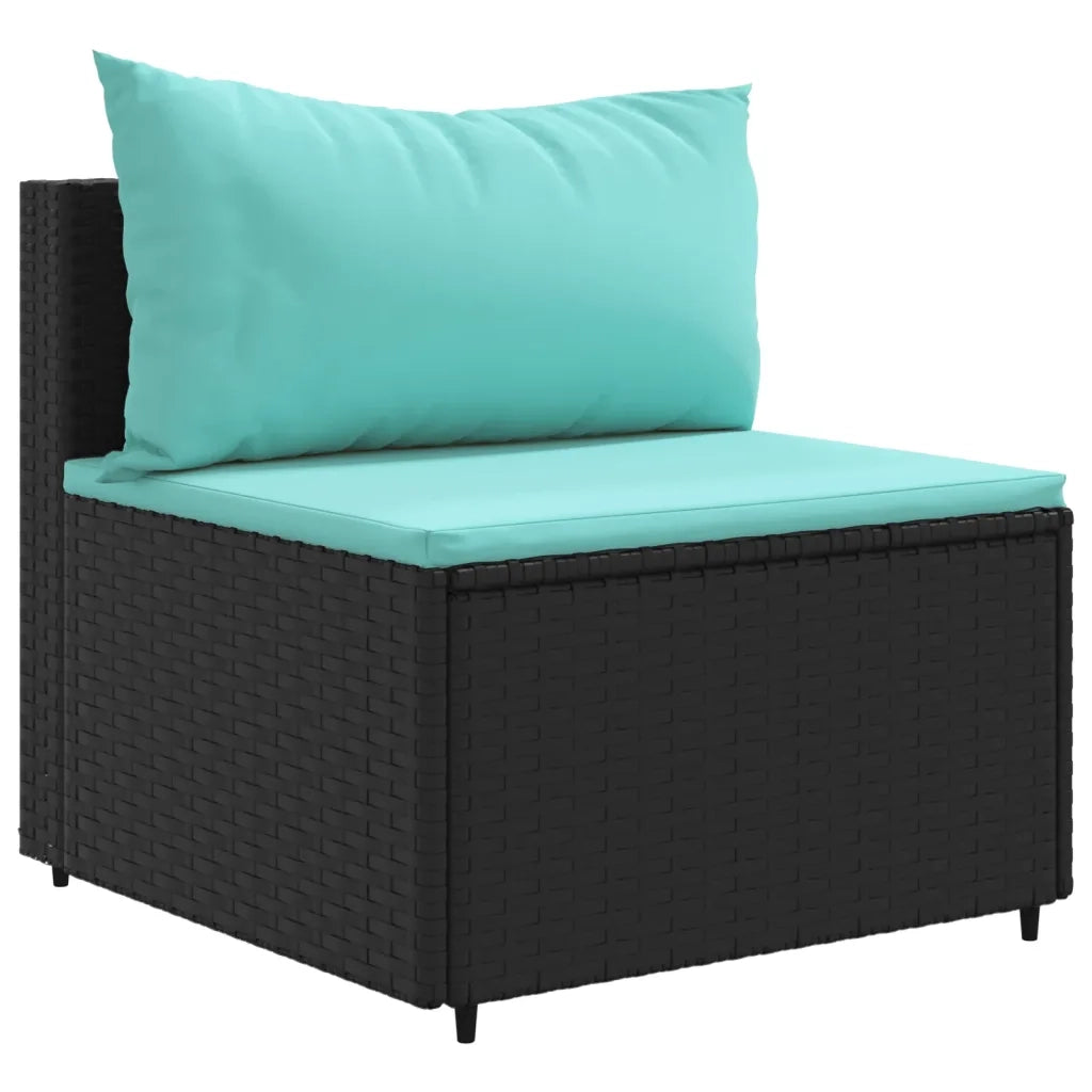 Set Mobili da Giardino con Cuscini 8 pz Nero in Polyrattan