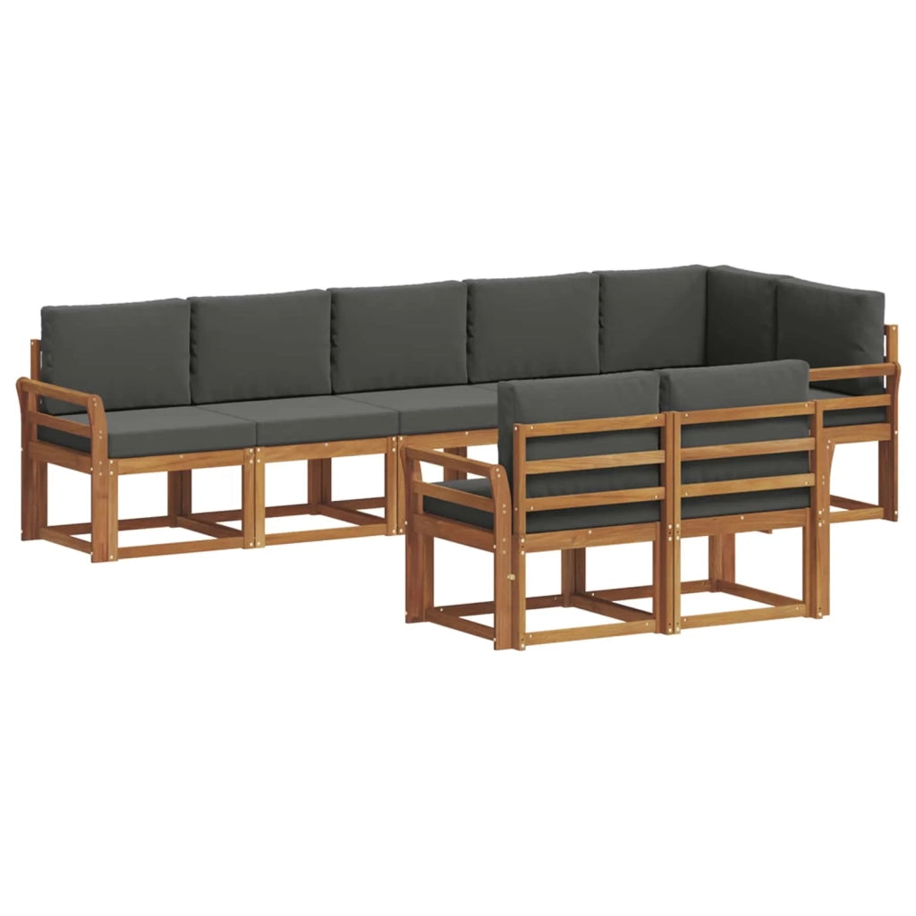 Set di divani da esterno con cuscino 8 pcs Naturale e Antracite