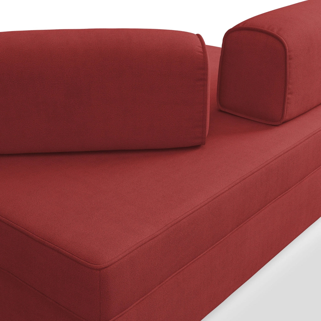 Liberty Divano con pouf estraibile e schienali movibili in tessuto morbido impermeabile T02 200 cm rosso