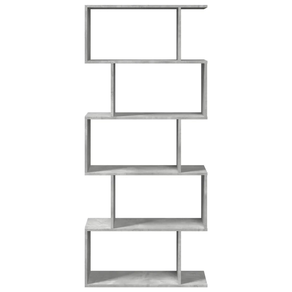Libreria Divisorio 5 Piani-Scaffale per Libri-Mobile di Stoccaggio Grigio Cemento 70x24x161cm Truciolato