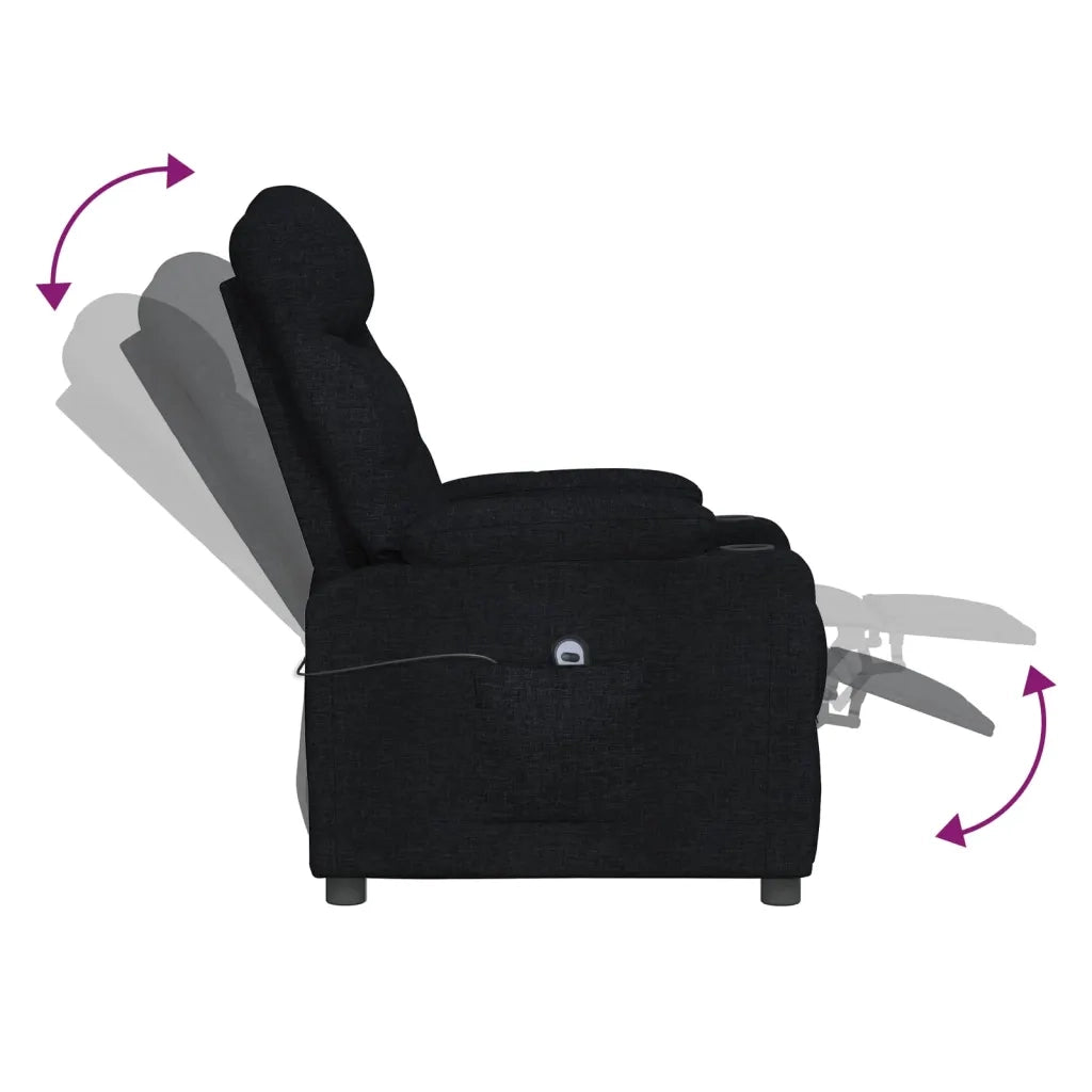 Poltrona | Sedia Relax Elettrica Reclinabile Nera in Tessuto