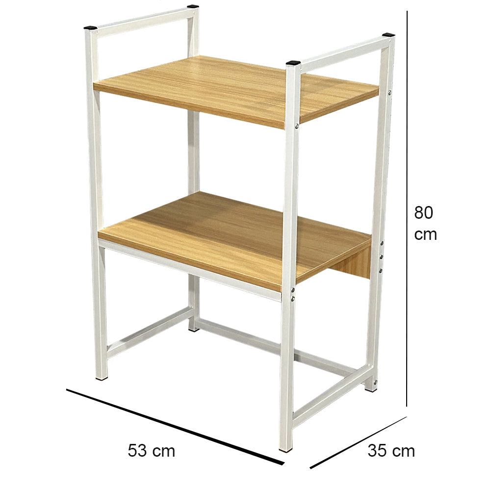 Scaffale da Scrivania Multiuso 3 Ripiani 53x35x80 cm per Stampante Ufficio in MDF Legno e Bianco