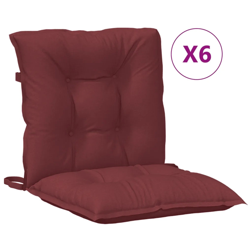 Cuscini Sedia Schiena Bassa 6 pz | Cuscini per sedie Rosso Vino M¨¦lange Tessuto