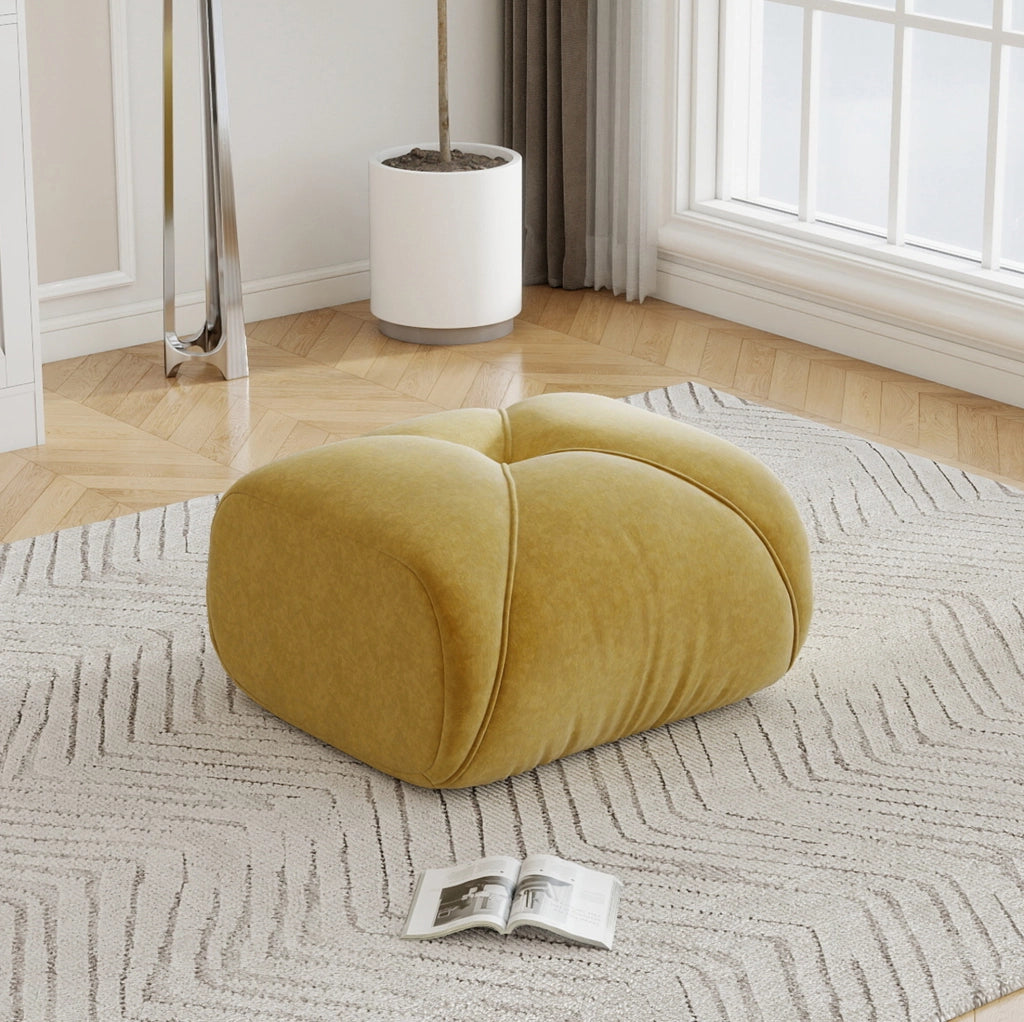 Pouf 78x76x45 cm in ciniglia gialla