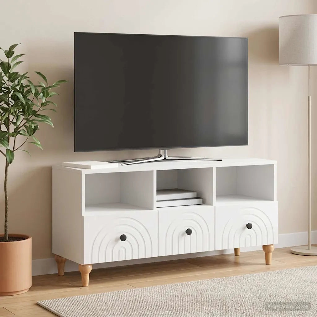 Mobile TV Bianco Lucido 102 x 34,5 x 50 cm Legno ingegnerizzato 894219