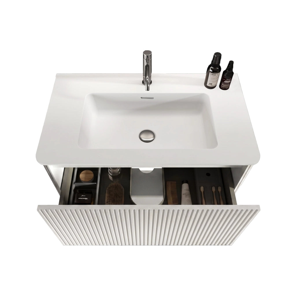 LAVABO CON MOBILE 80 cm Bianco MDF e Plywood