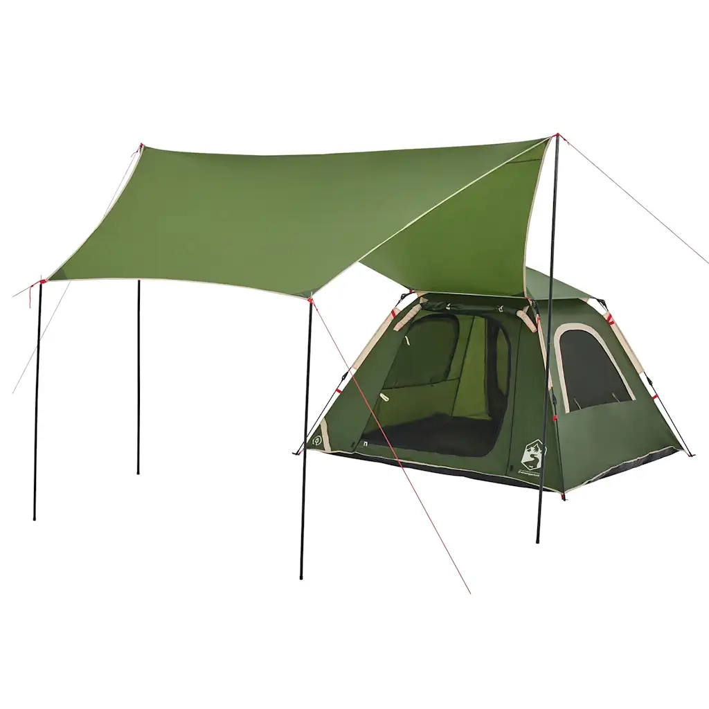 Tenda a Cupola da Campeggio 4 Persone Verde a Rilascio Rapido