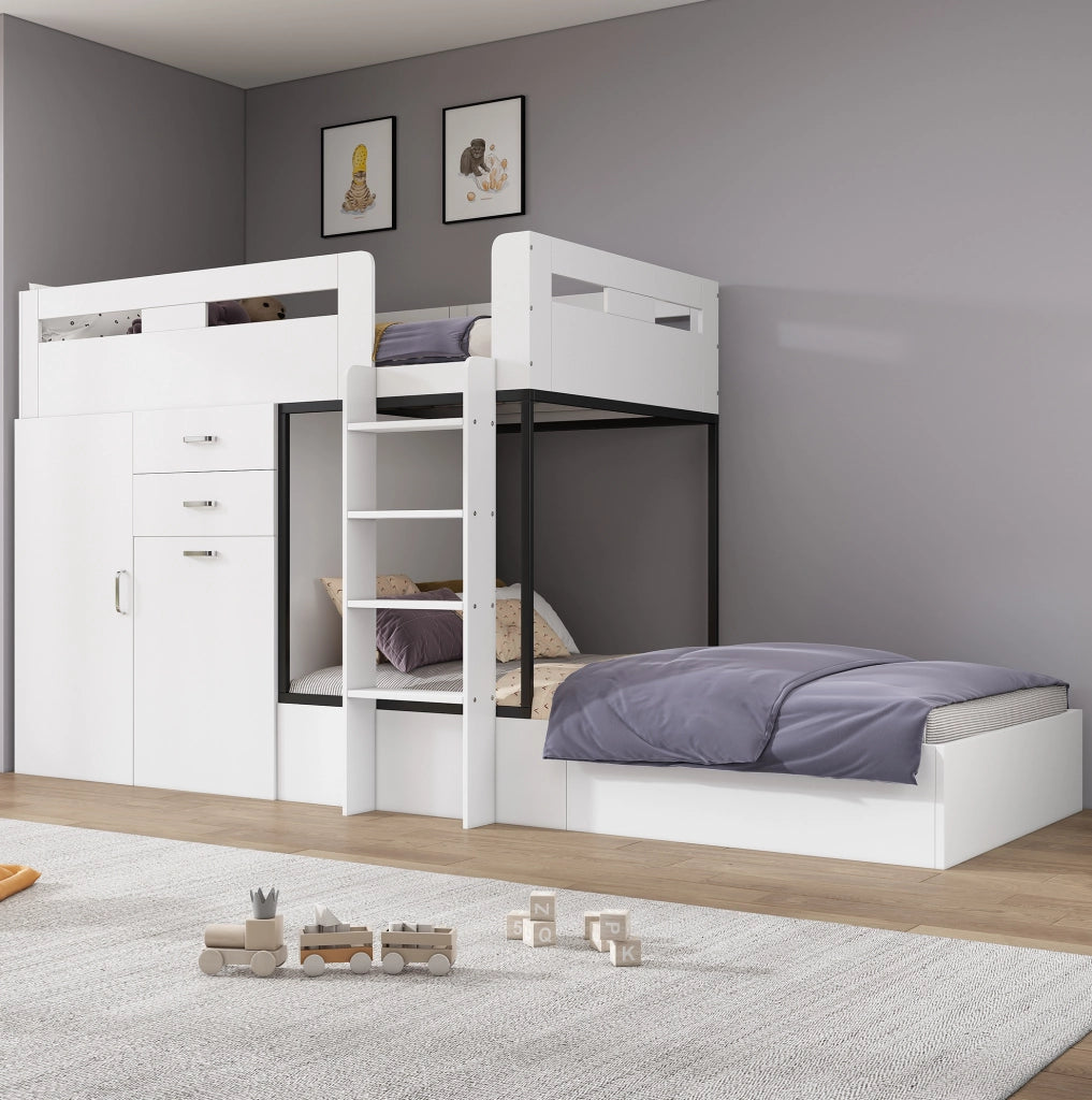 Letto a castello 90x200 con scrivania estraibile e armadio