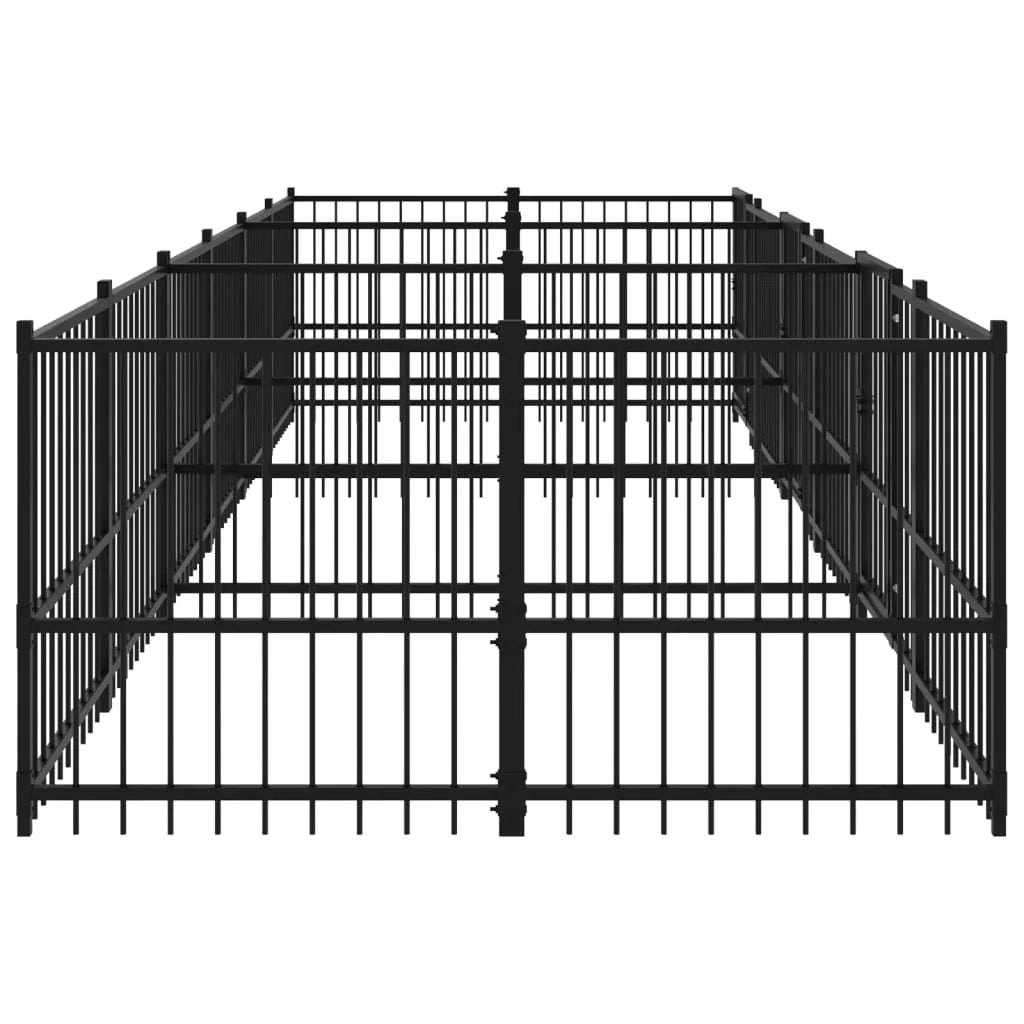 Gabbia per cuccia recinto per animali da esterno per cani in acciaio 11,26 m² nero 02_0041781