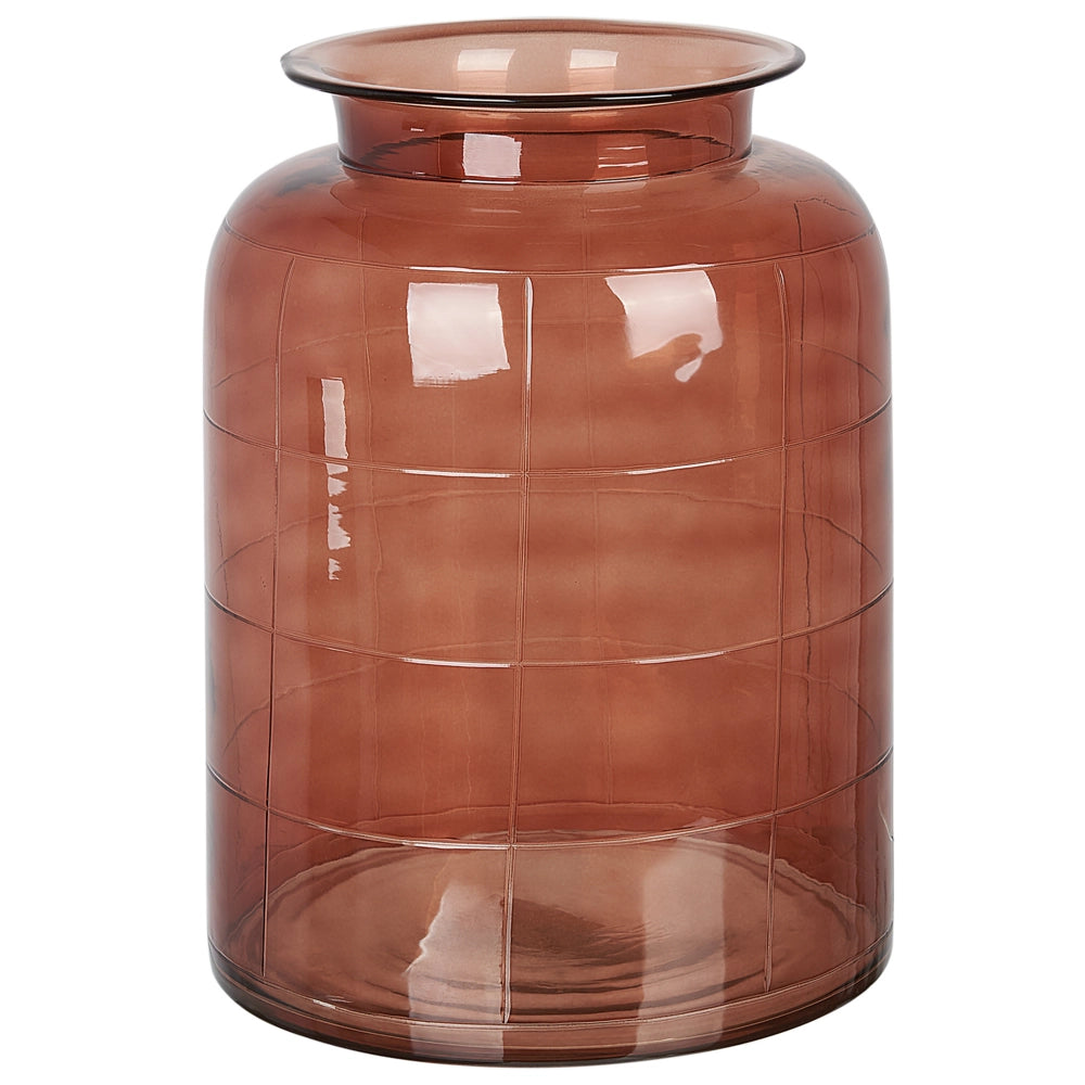 Vaso per fiori in vetro marrone dorato 35 cm decorativo fatto a mano a forma di cilindro da tavolo decorazione per la casa design moderno