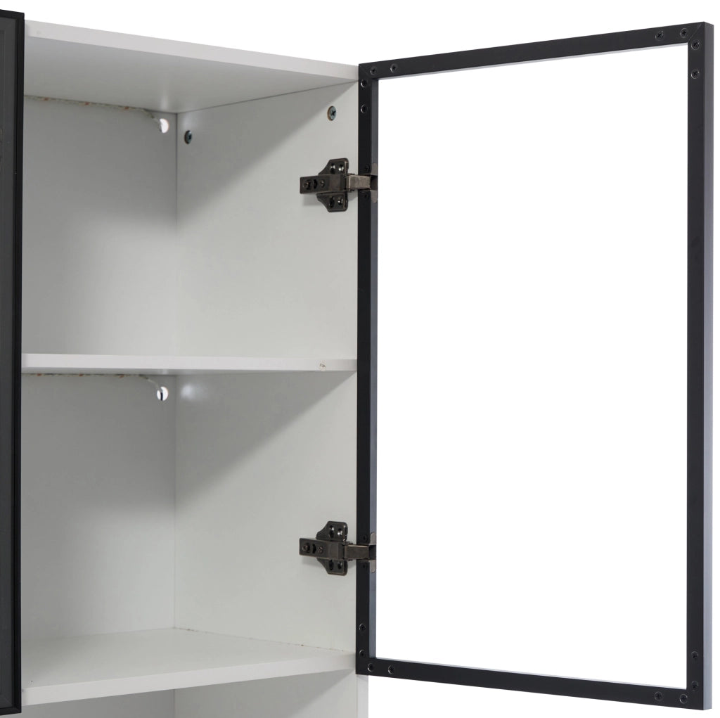 Vetrina con LED e porte in vetro; 120 x 35 x 200 cm; bianca