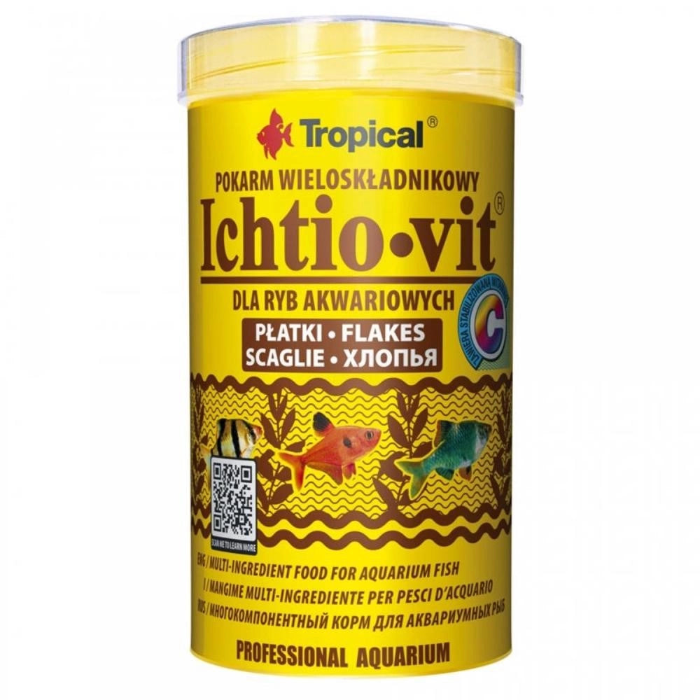 Tropical Ichtio-vit Flakes - mangime di base in scaglie, ricco di ingredienti Formato: 500 ml
