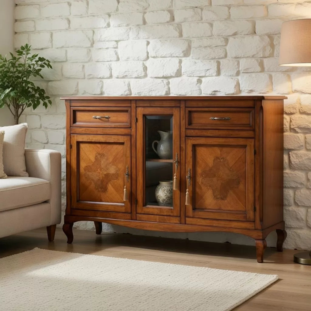 Credenza classica 3 porte 2 cassetti legno bassano 165x49x113 - Mobili 2G