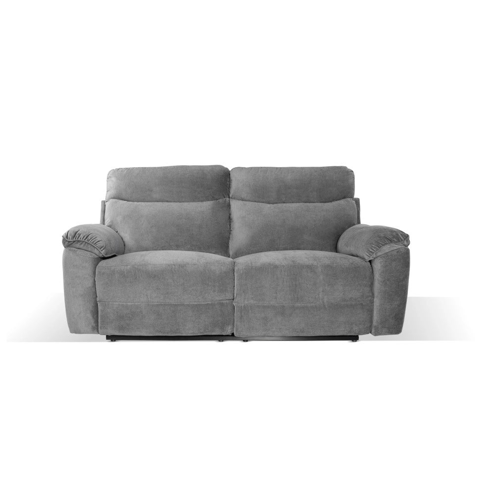 Divano 3 posti recliner elettrico tessuto grigio Boston 200x100x102H