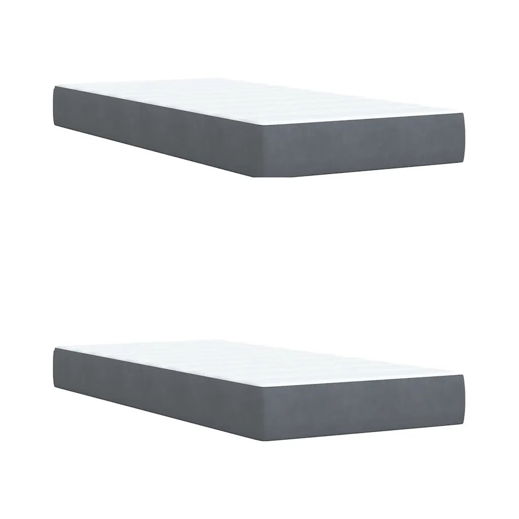 Giroletto a Molle con Materasso Grigio Scuro 200x200 cm Velluto