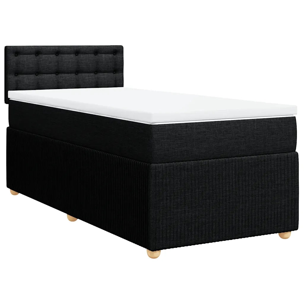 Giroletto a Molle con Materasso-Struttura Letto Nero 80x200 cm inTessuto 346501