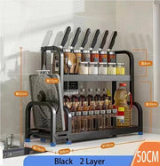 Raccoglitore da cucina - Raccoglitore erbe - 2 Strati - Raccoglitore bottiglie - Raccoglitore coltelli - Multifunzionale - Acciaio inossidabile - 18x50x42cm