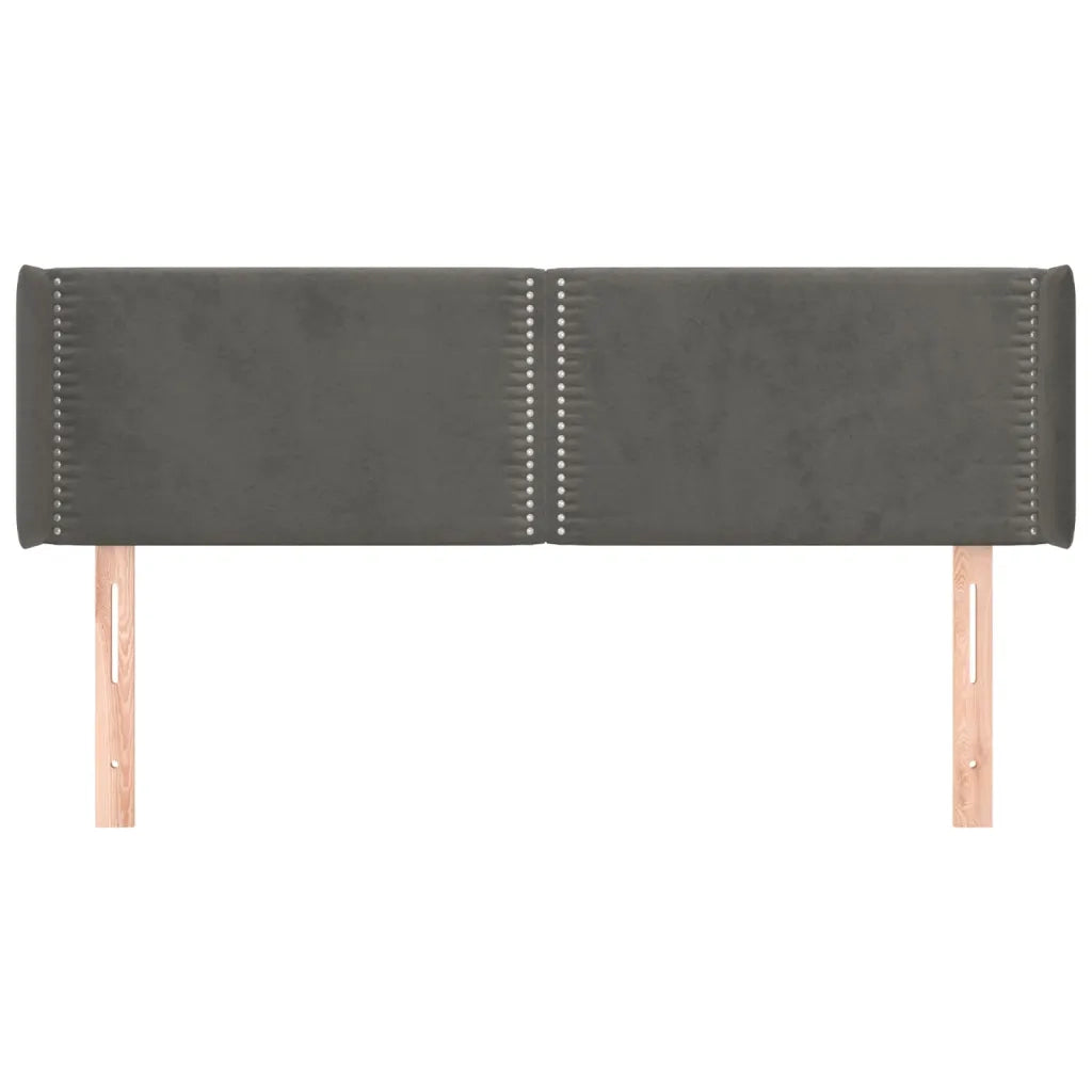 Testiera | Testata ad Orecchio Grigio Scuro 147x16x78/88 cm in Velluto