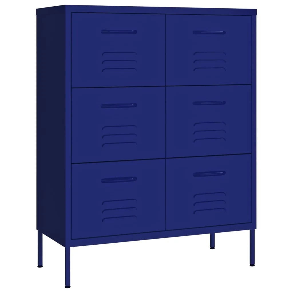 Mobile contenitore con cassetti 80 x 35 x 101 cm 6 cassetti guide in acciaio blu navy 02_0046836