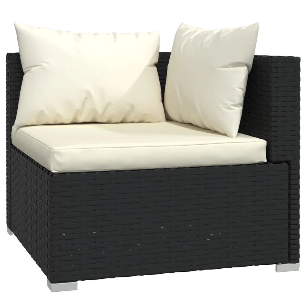 Set di mobili da giardino 11 pz con cuscini in polyrattan nero 02_0015447