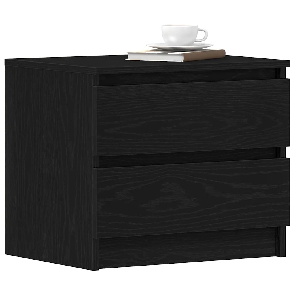 Comodino | Armadio da Notte | Mobiletto da notte con cassetto Rovere Nero 50 x 40 x 43,5 cm