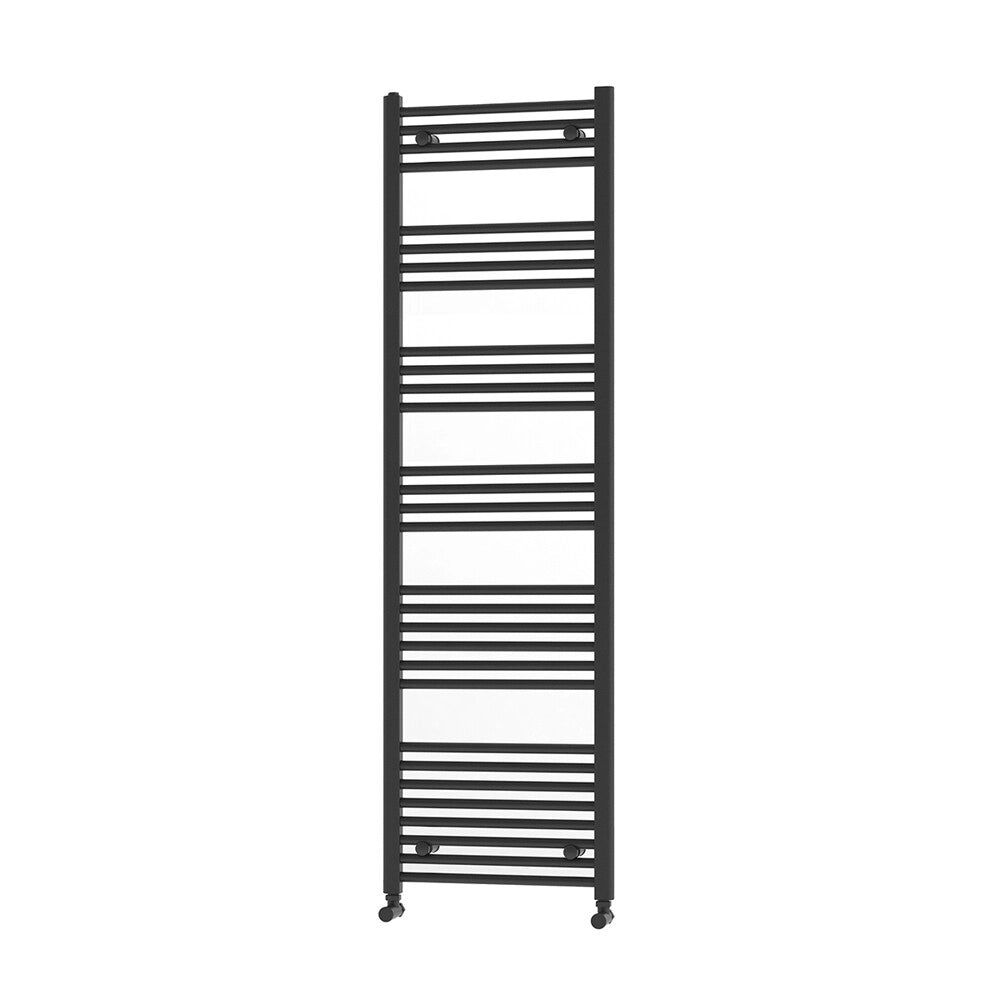 Termoarredo design nero opaco L 60x170 interasse 55 cm con Kit valvole