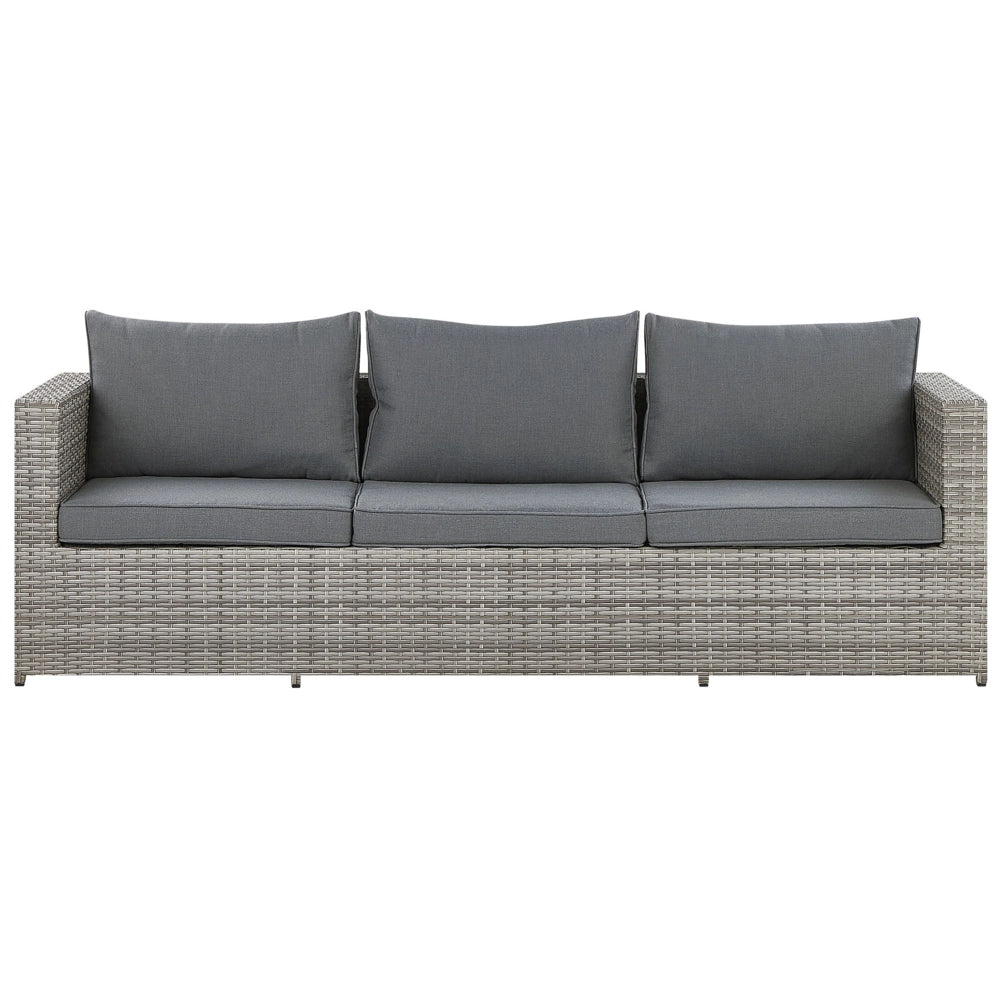 Set salotto da giardino marrone bianco cuscini Rattan Sintetico per 2 persone Set da esterno 3 pezzi con tavolino sinistro