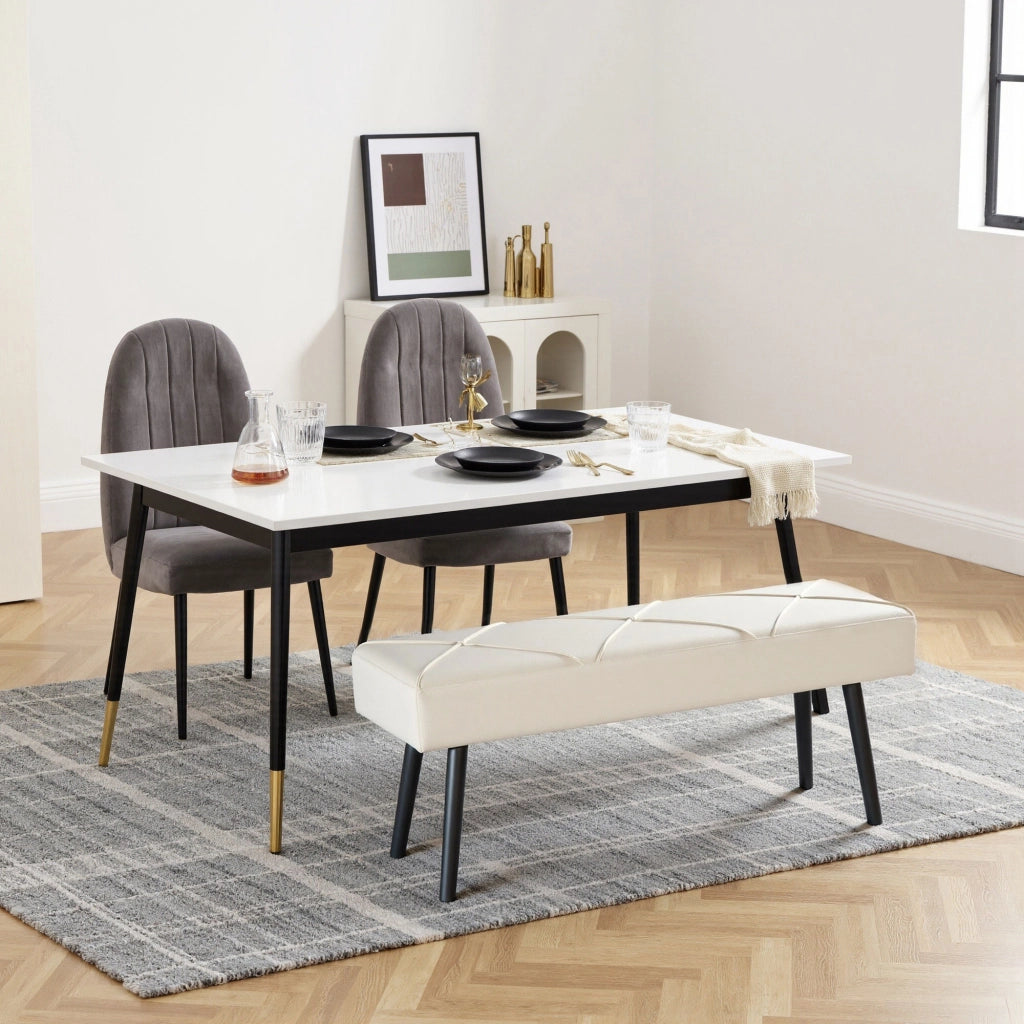 Pouf Piede Letto Multifunzionale ¨C zephmum ¨C Bianco Crema 100x36x45 cm