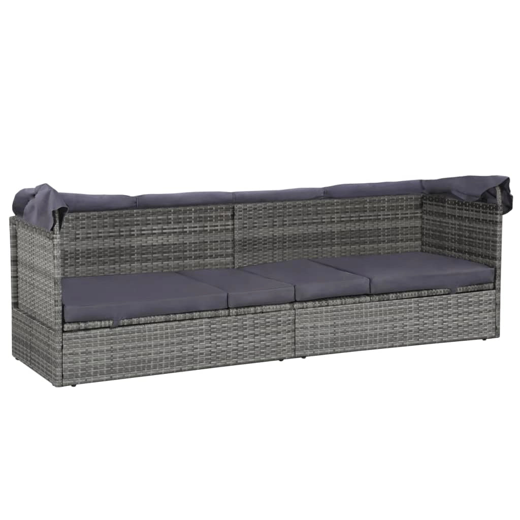 Letto da giardino con baldacchino grigio 205 x 62 cm resina intrecciata 02_0011998