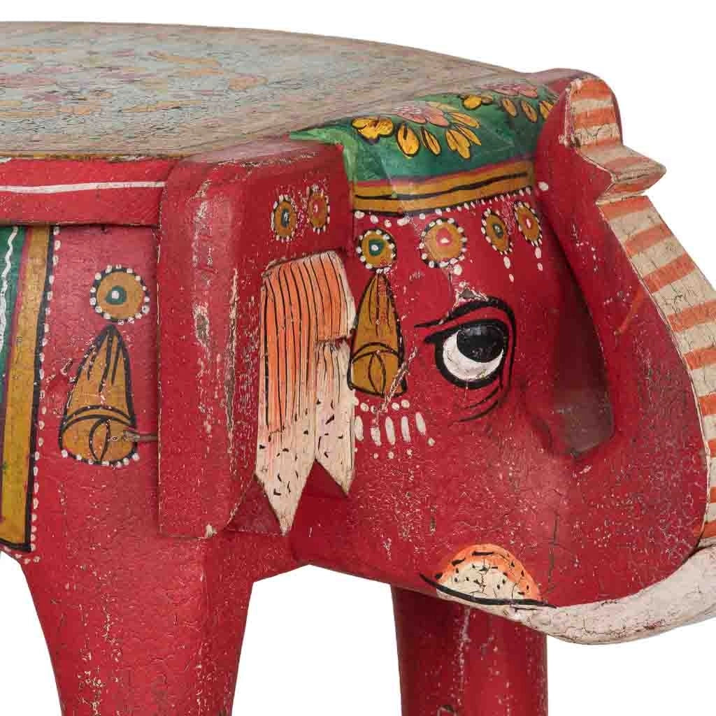 Sgabello in legno a forma di elefante multicolore 50x35x46 cm