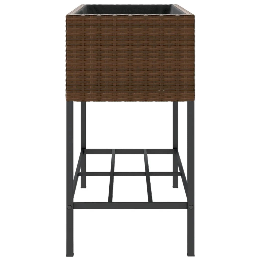 Fioriera da Giardino con Ripiano Marrone in Polyrattan