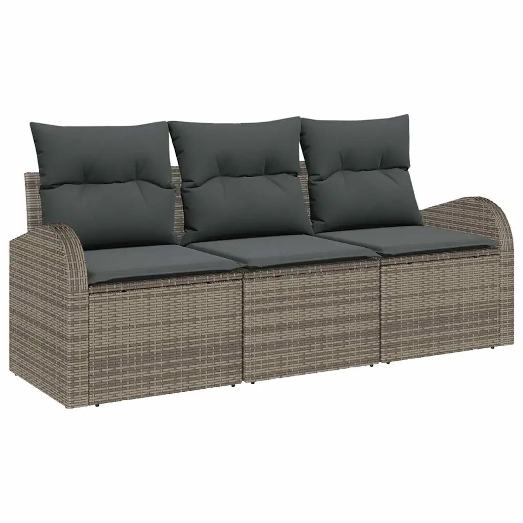 Set Divano da Giardino Grigio polyrattan