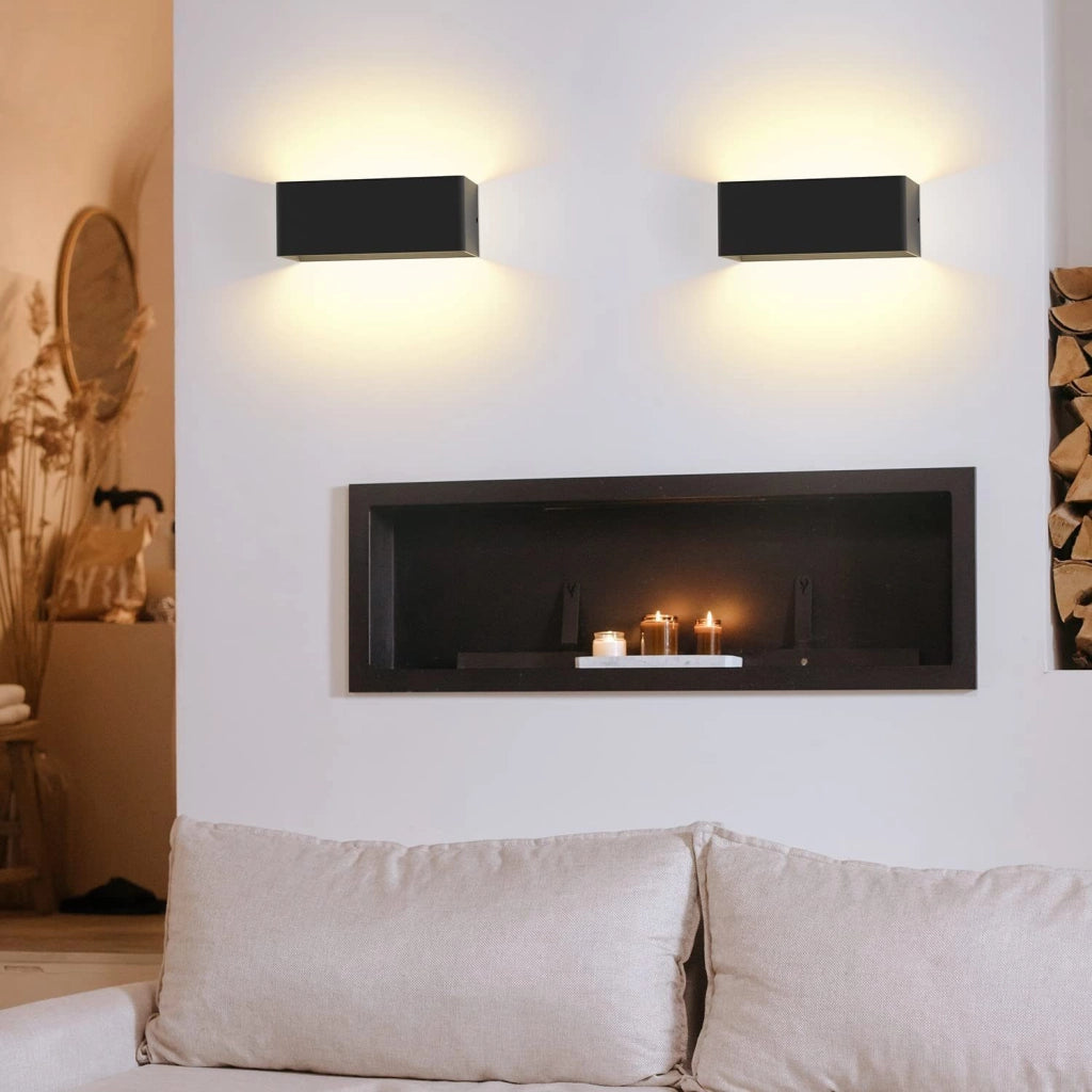 ZMH Applique a LED moderna con luce su e giù lampada da parete nera IP20