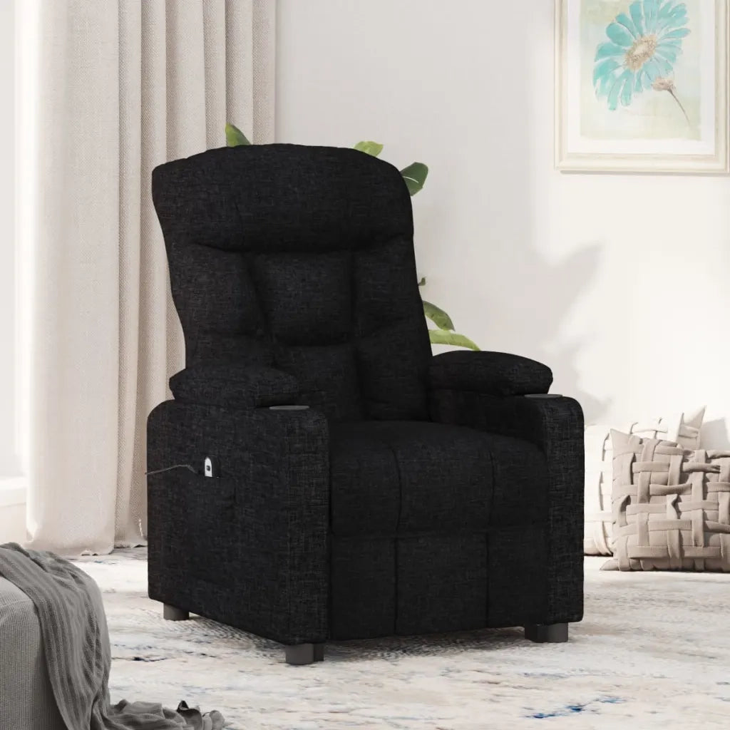 Poltrona | Sedia Relax Elettrica Reclinabile Nera in Tessuto