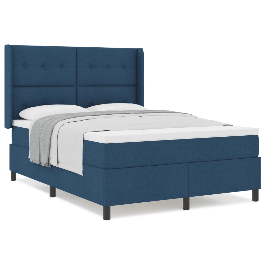 Letto a Rete con Materasso Blu 140x200 cm in Tessuto