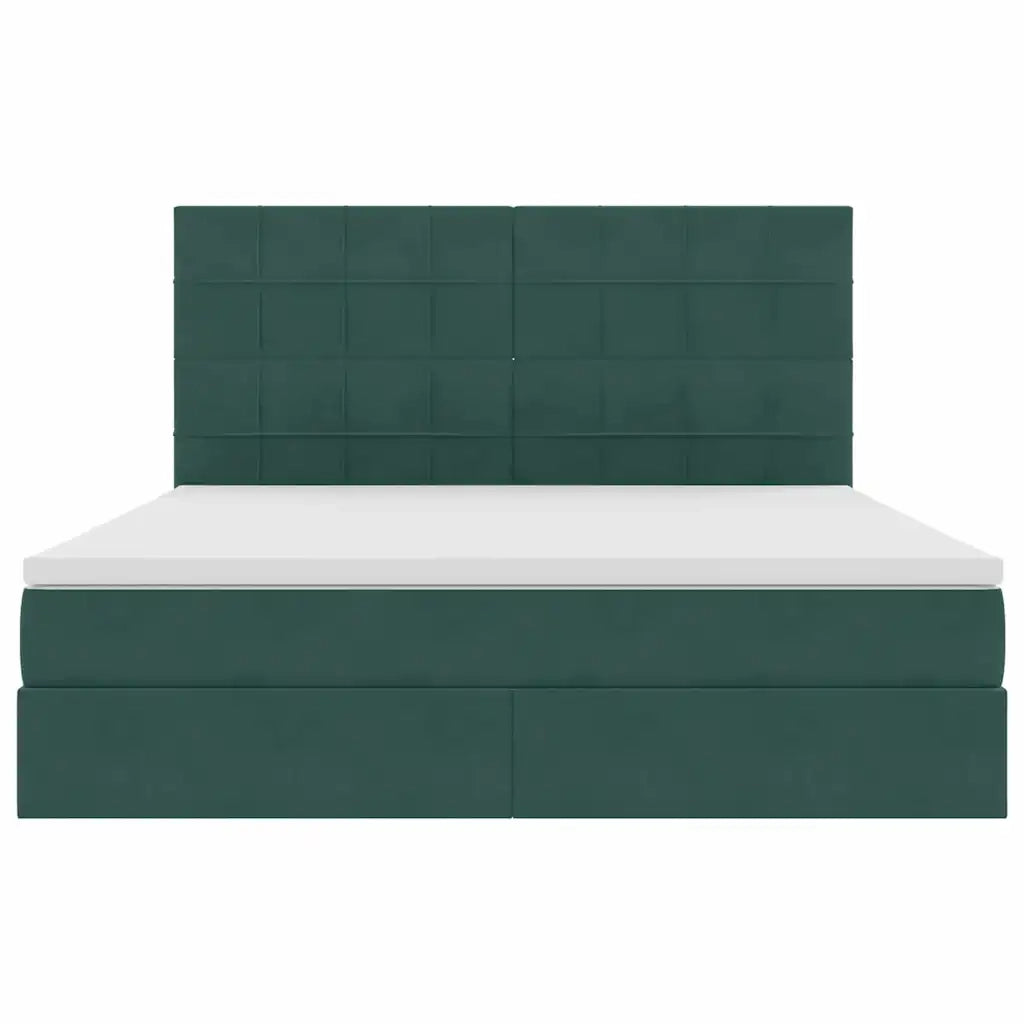 Letto con contenitore LED e materasso Verde Scuro 180 x 200 cm